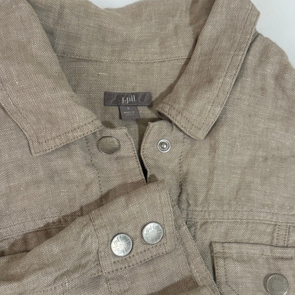 J Jill‎ Linen Blend Button Front Cropped Utility Jacket Beige Size Small - Picture 3 of 12
